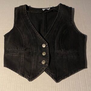 Princess Polly Burrows Denim Vest Black Size 2